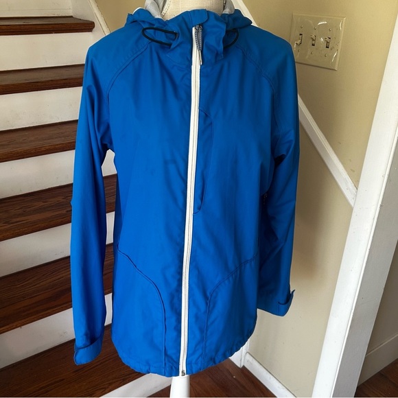 Burton Dryride Womens Blue Zip Hooded Jacket Large Cinch-able Hood/Waist - Picture 1 of 15